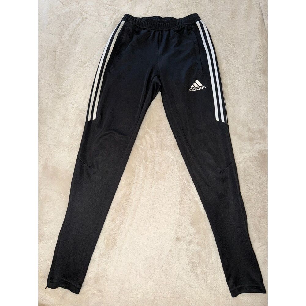 Adidas XS Black Athletic Pants – 3‑Stripe Track Pants – Tapered Fit